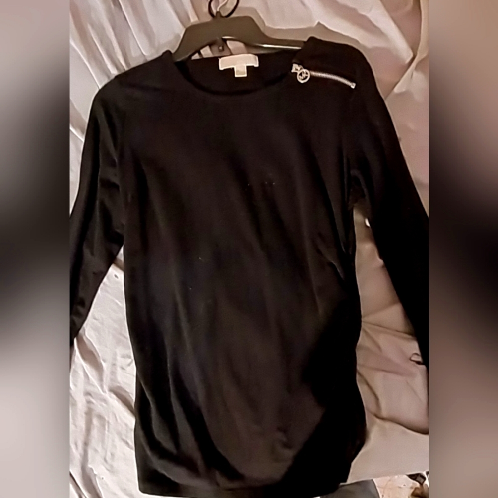 Michael by Michael Kors Black     Zip Crewneck Sweater